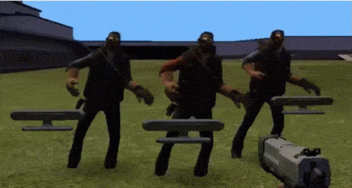 gmod gif of three Sniper models dancing